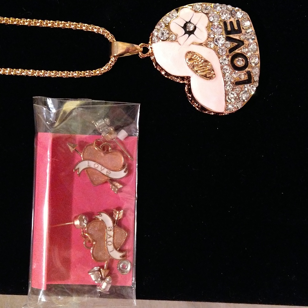 Heart Pendant with Heart Earrings